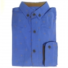 Сорочка для хлопчика з довгим рукавом, синя з малюнком (560-22), Lisami