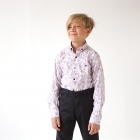 Рубашка для мальчика с длинным рукавом, белая с рисунком (9195), Musti