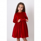 Нарядное платье для девочки с длинным рукавом и плиссированной юбкой красное (5634), Mevis