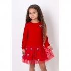 Нарядное платье для девочки с длинным рукавом и фатиновой юбкой красное (5686), Mevis Нарядное платье для девочки с длинным рукавом и фатиновой юбкой красное (5686), Mevis