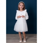 Нарядное платье для девочки с длинным рукавом и фатиновой юбкой (5635-01), Mevis Нарядное платье для девочки с длинным рукавом и фатиновой юбкой (5635-01), Mevis