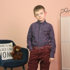 Дитяча сорочка для хлопчика з довгим рукавом, темно-синя з малюнком (9225), Musti