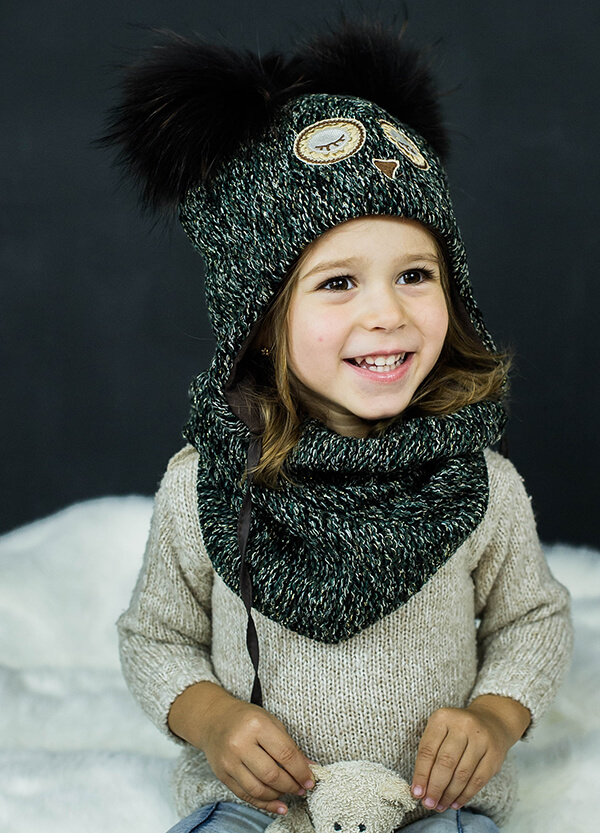Зимовий комплект (шапка + хомут) для дівчинки "Натамія", DemboHouse (ДембоХаус)