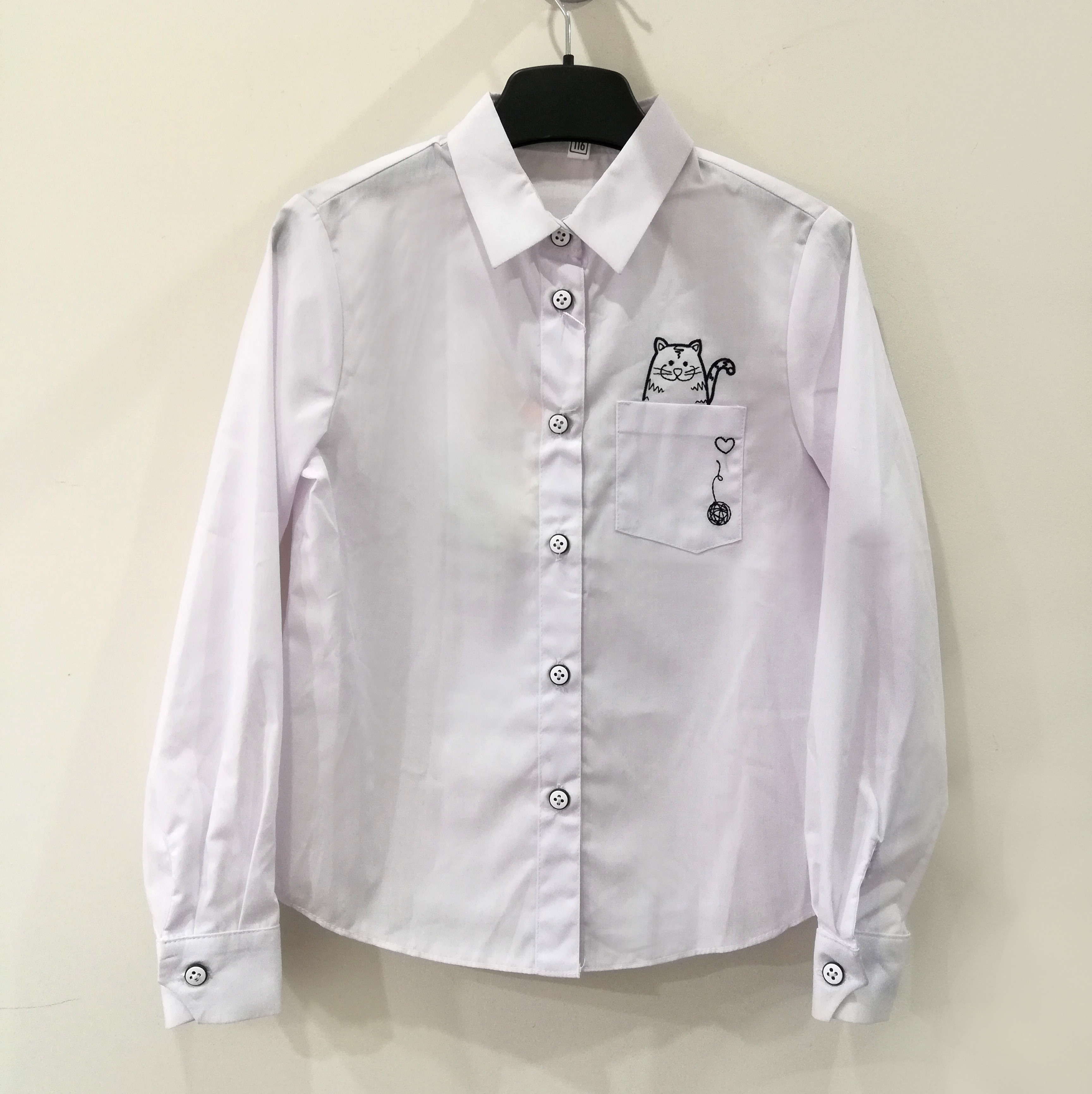Дитяча блуза для дівчинки "Кеті" Орнелла довгий рукав, біла (072019), Промателье