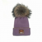 Зимова шапка для дівчинки з натуральним помпоном, фрезія (23WP139), Pompona