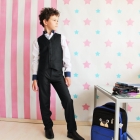 Школьный комплект для мальчика "Эдвин" (жилет+брюки) - черный (0564), Промателье