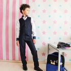 Школьный комплект для мальчика "Эдвин" (жилет+брюки) - синий (0564), Промателье