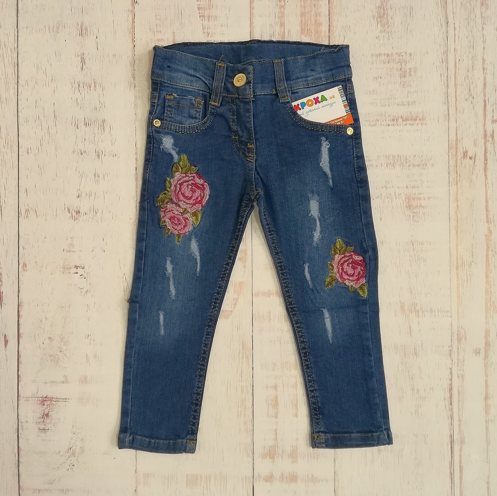 Детские джинсы для девочки, розы (58562), Sercino