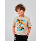 Детская футболка для мальчика SKATER, бежевая (110738), Smil