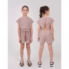 Дитячий літній комбінезон для дівчинки бежевий, Smil 108726-1