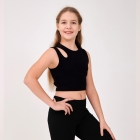 Летний топ для девочки в рубчик черный (110892-1), Smil (Смил)