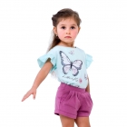 Дитяча футболка для дівчинки Літній квітка, ментол (110560, 110569, 110570), Смил