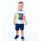 Детский костюм для мальчика (футболка+шорты), Surffriends, белый с синим (113266), Смил
