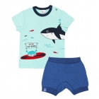 Детский костюм для мальчика (футболка+шорты), Surffriends, бирюзовый с синим (113266), Смил