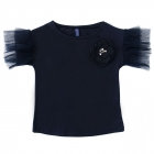 Блуза для девочки с коротким рукавом, темно-синяя (114714), Smil (Смил)