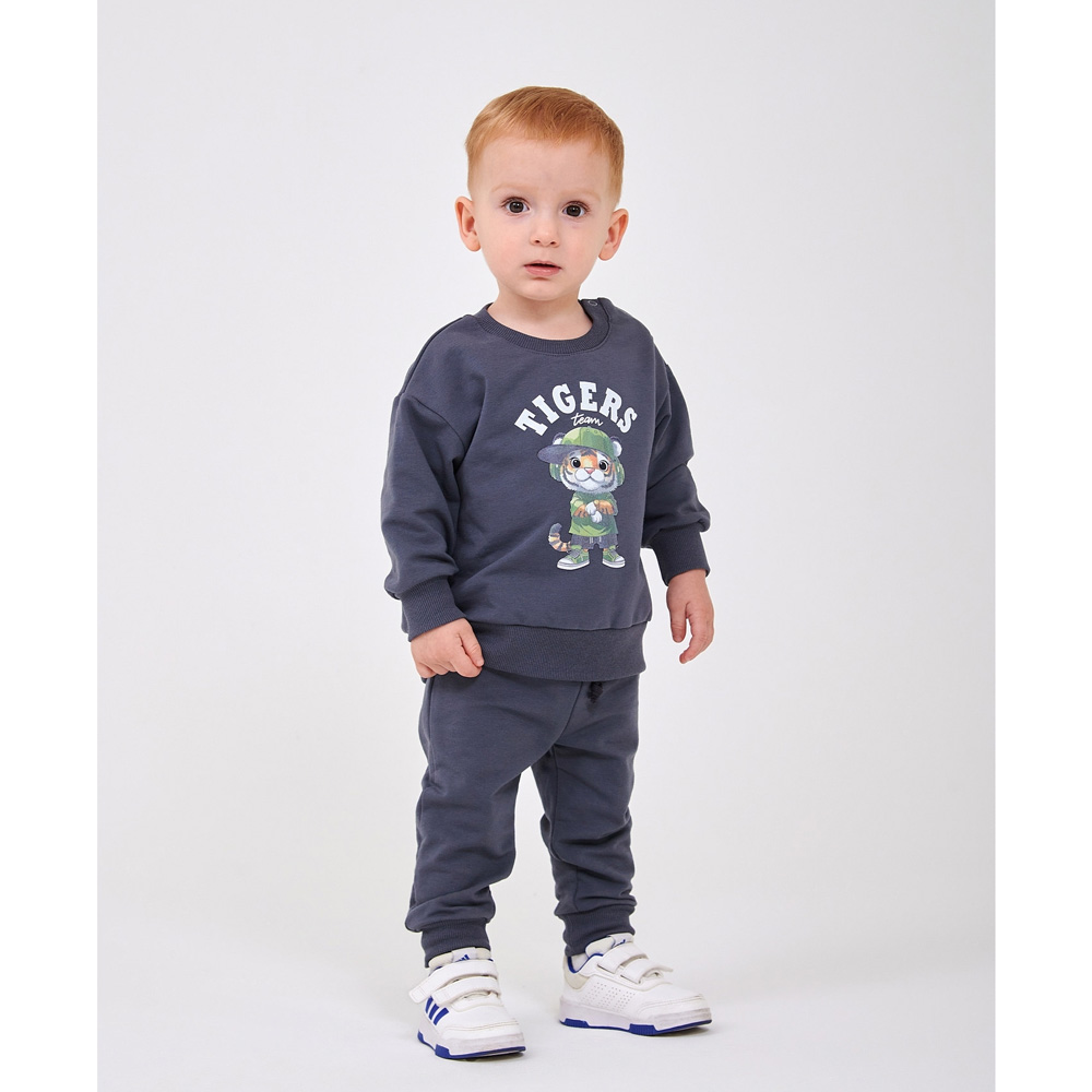 Дитячий костюм (худи + штани) для хлопчика сірий (117526-1), Smil (Сміл)