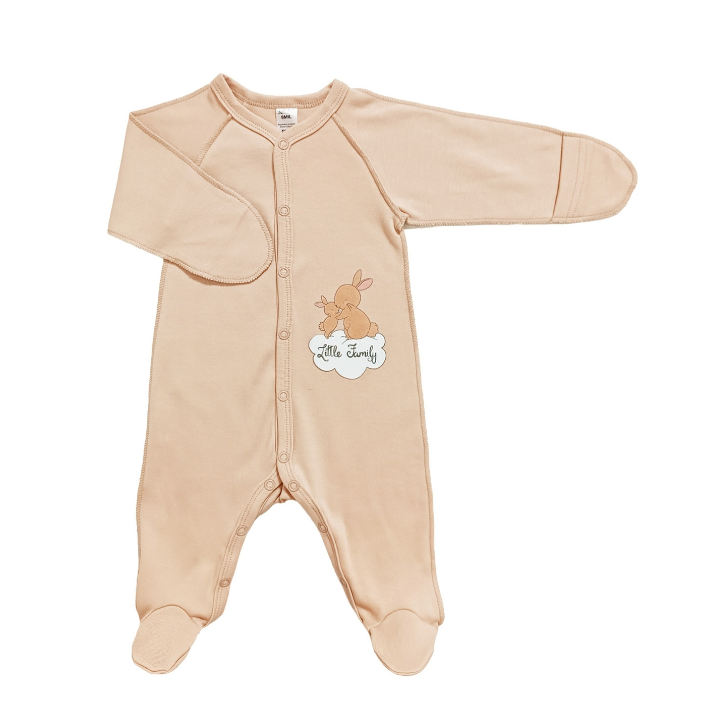 Комбінезон чоловічок для малюка Зайчики бежевий (108721-1), Smil (Сміл)