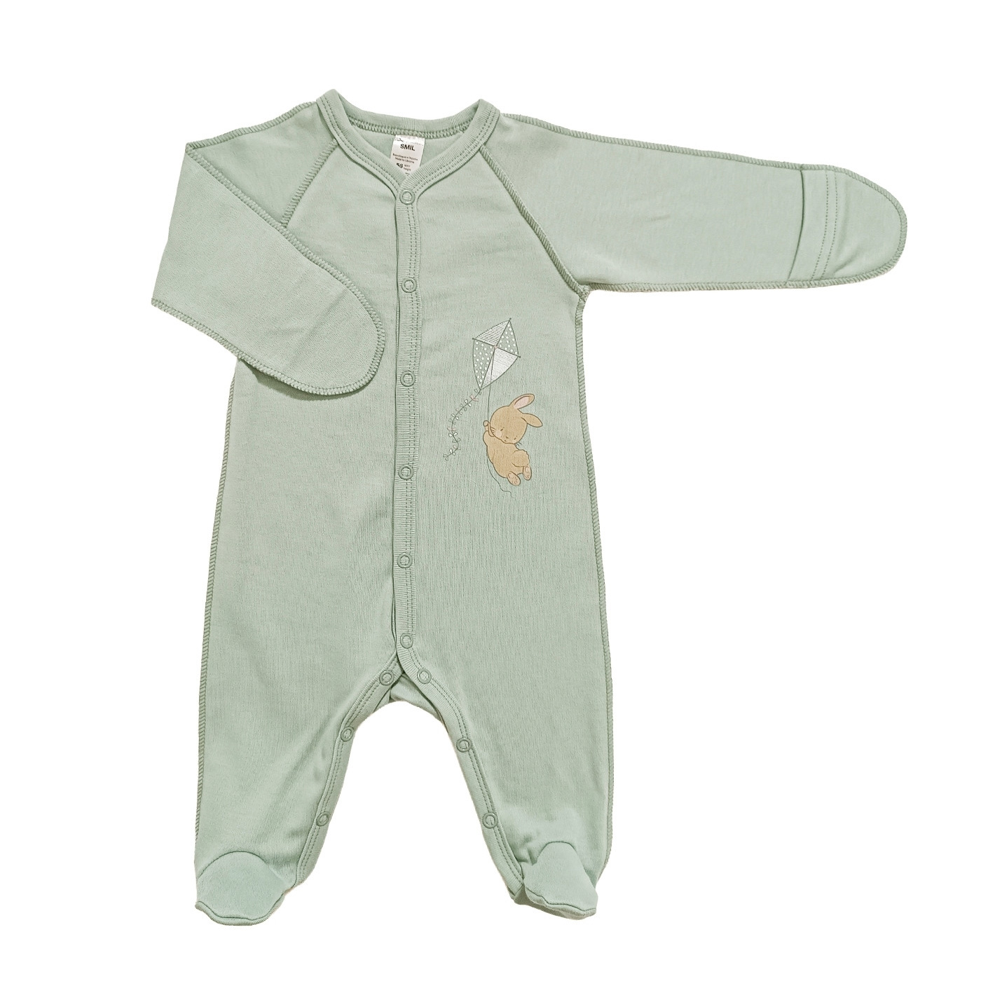 Комбінезон чоловічок для малюка Зайчики зелений (108721-1), Smil (Сміл)