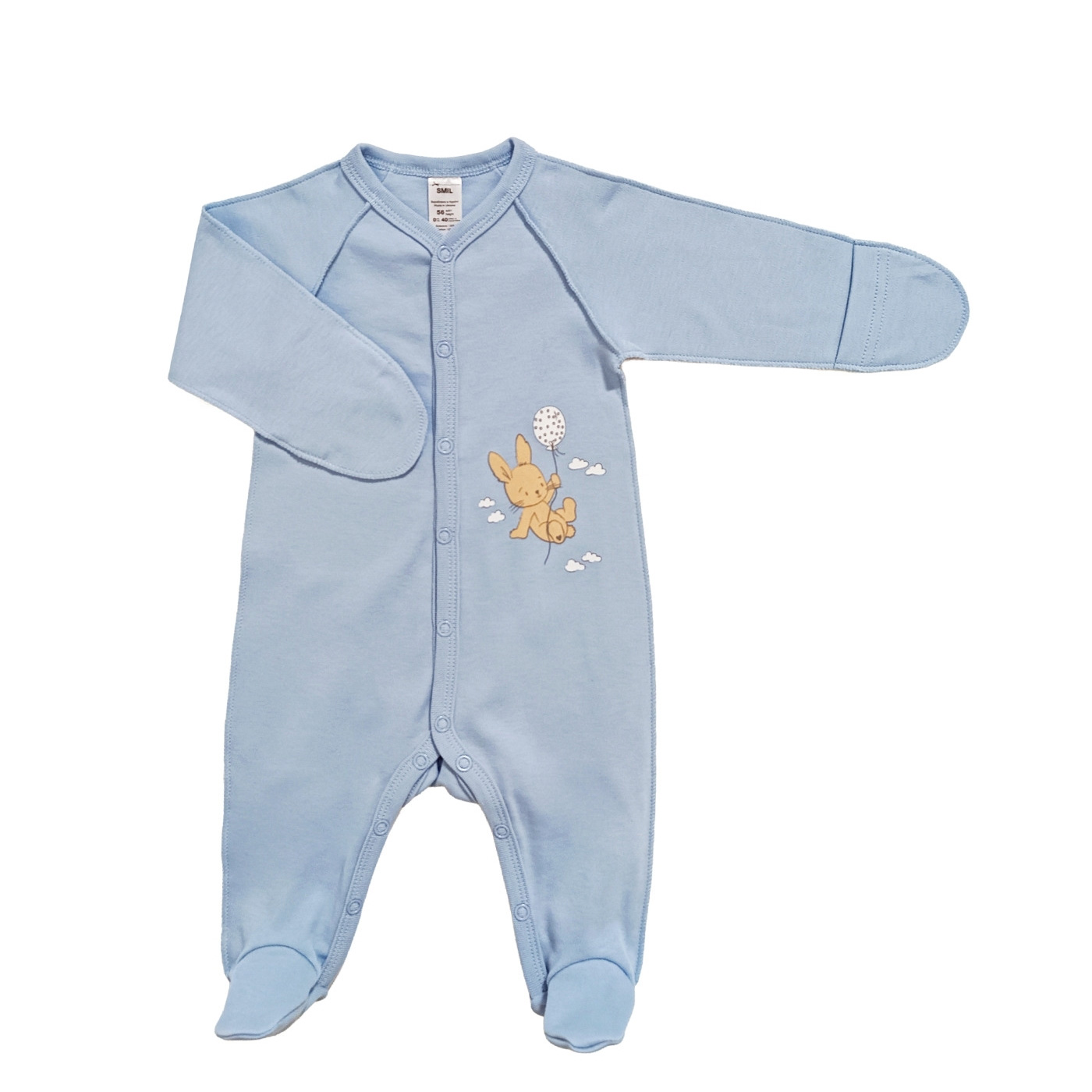 Комбінезон чоловічок для новонародженого Зайчики блакитний (108721-1), Smil (Сміл)