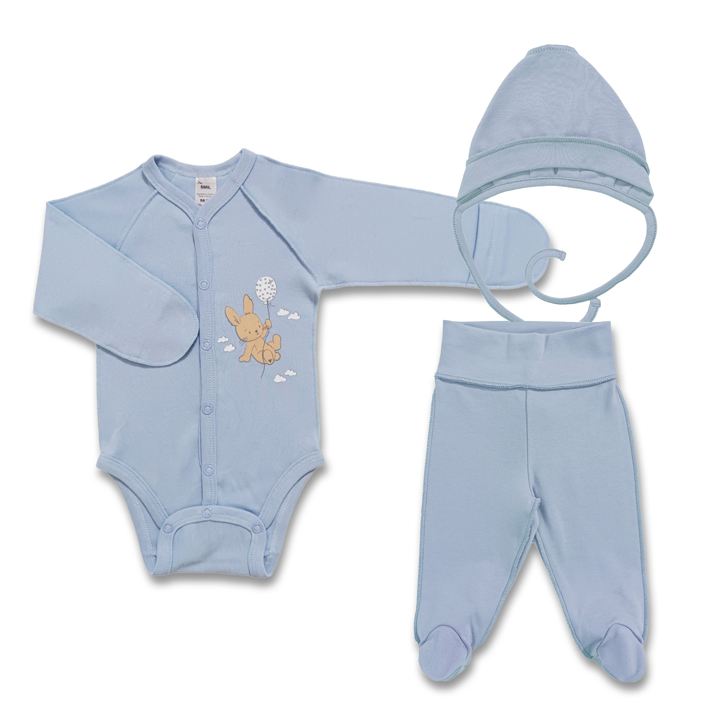 Комплект для новонародженого 3 ін. Зайчики синій (), Smil (Смил)