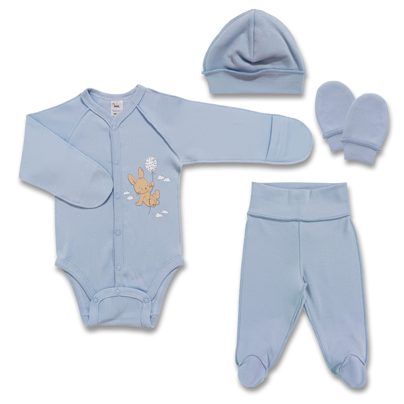 Комплект для малюка 4 ін. Зайчики блакитний (), Smil (Сміл)