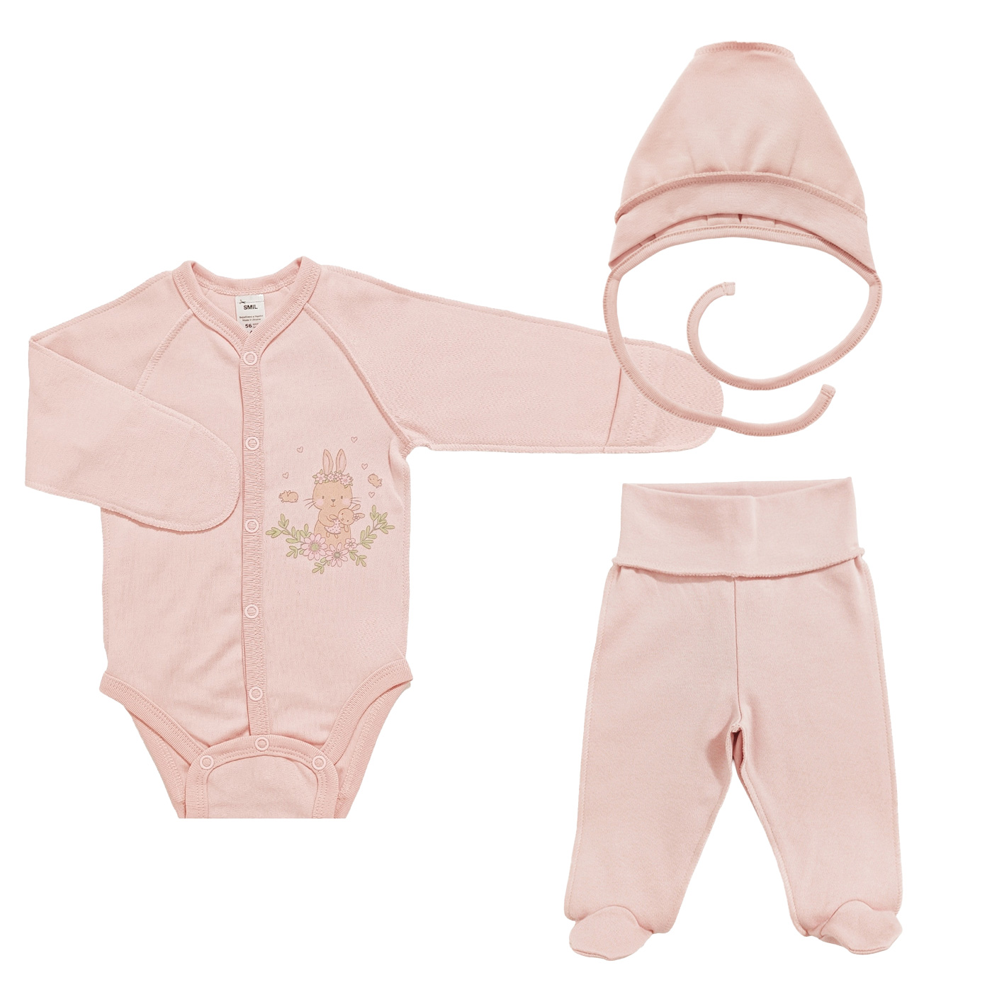 Комплект для новонародженого 3 ін. Зайчики рожевий (), Smil (Смил)