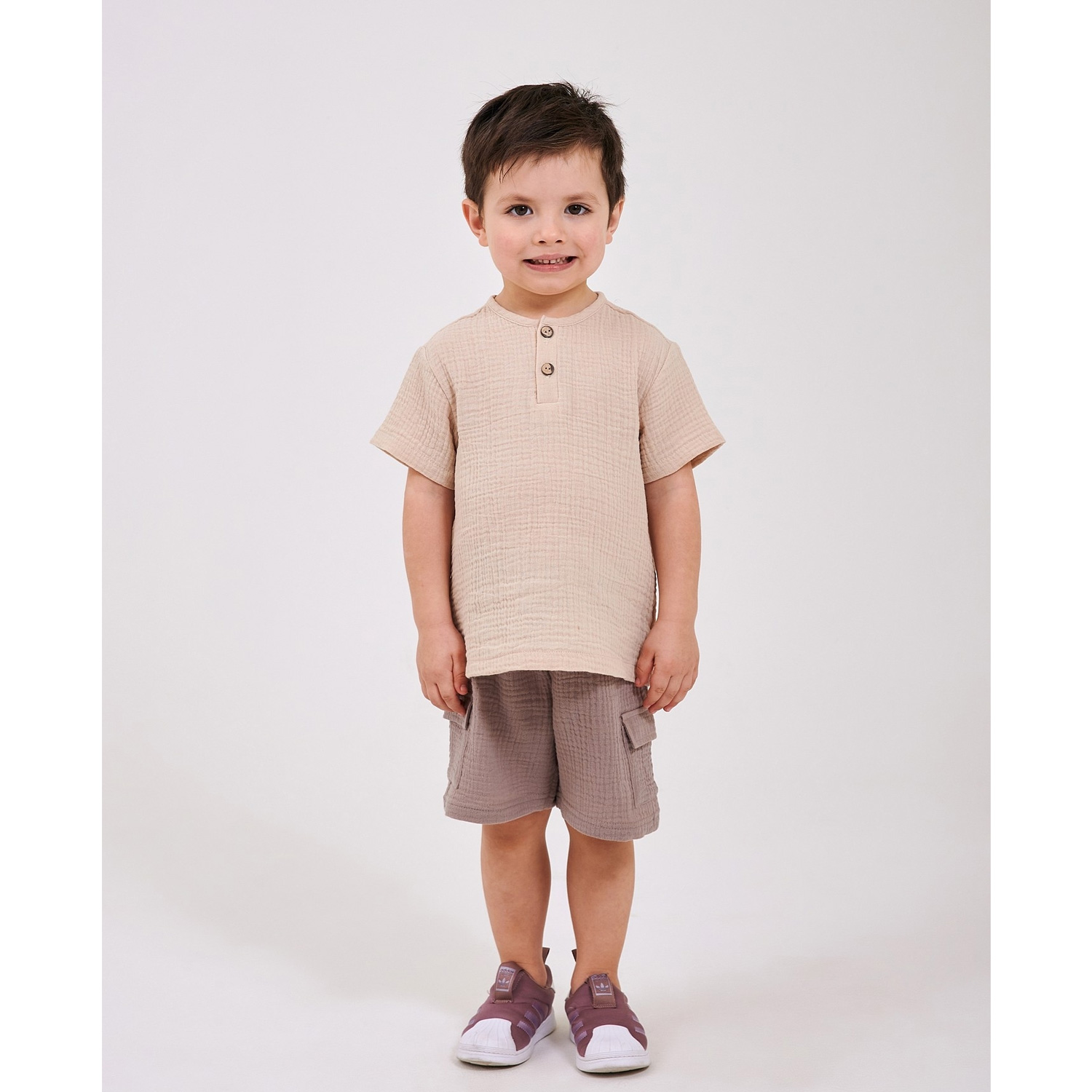 Дитяча літня сорочка для хлопчика бежева, Smil 110906-1