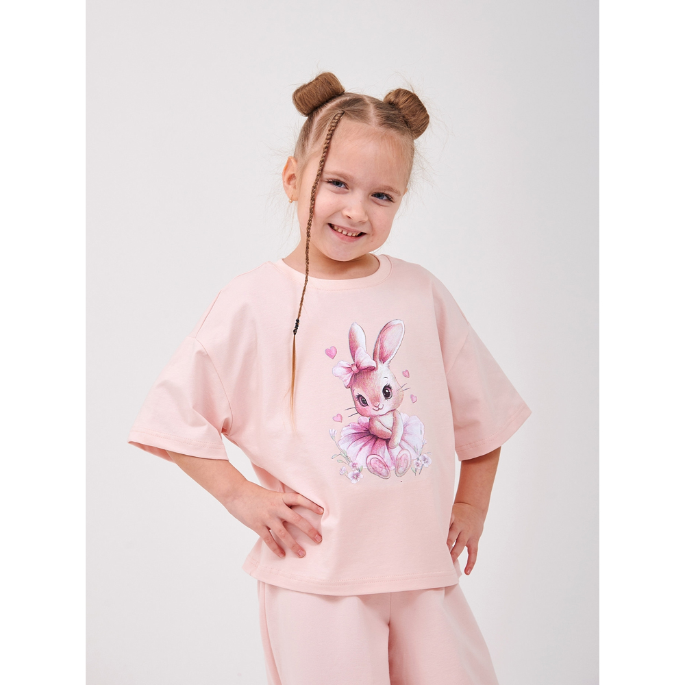 Літня футболка для дівчинки з зайцем рожева (110864-1), Smil (Сміл)