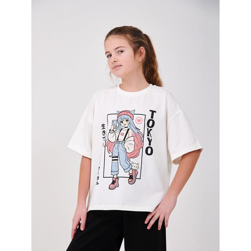 Літня футболка для дівчинки Tokyo біла (110868-1), Smil (Сміл)
