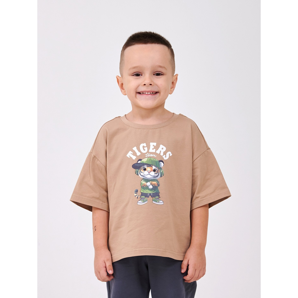 Літня футболка для хлопчика Tigers бежева (110869-1), Smil (Сміл)