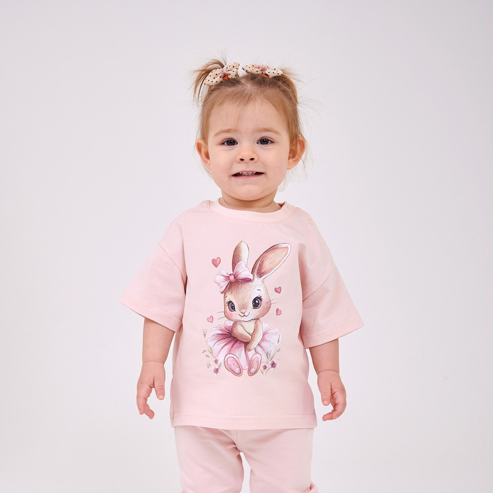 Літня футболка для дівчинки з зайцем рожева (110872-1), Smil (Сміл)