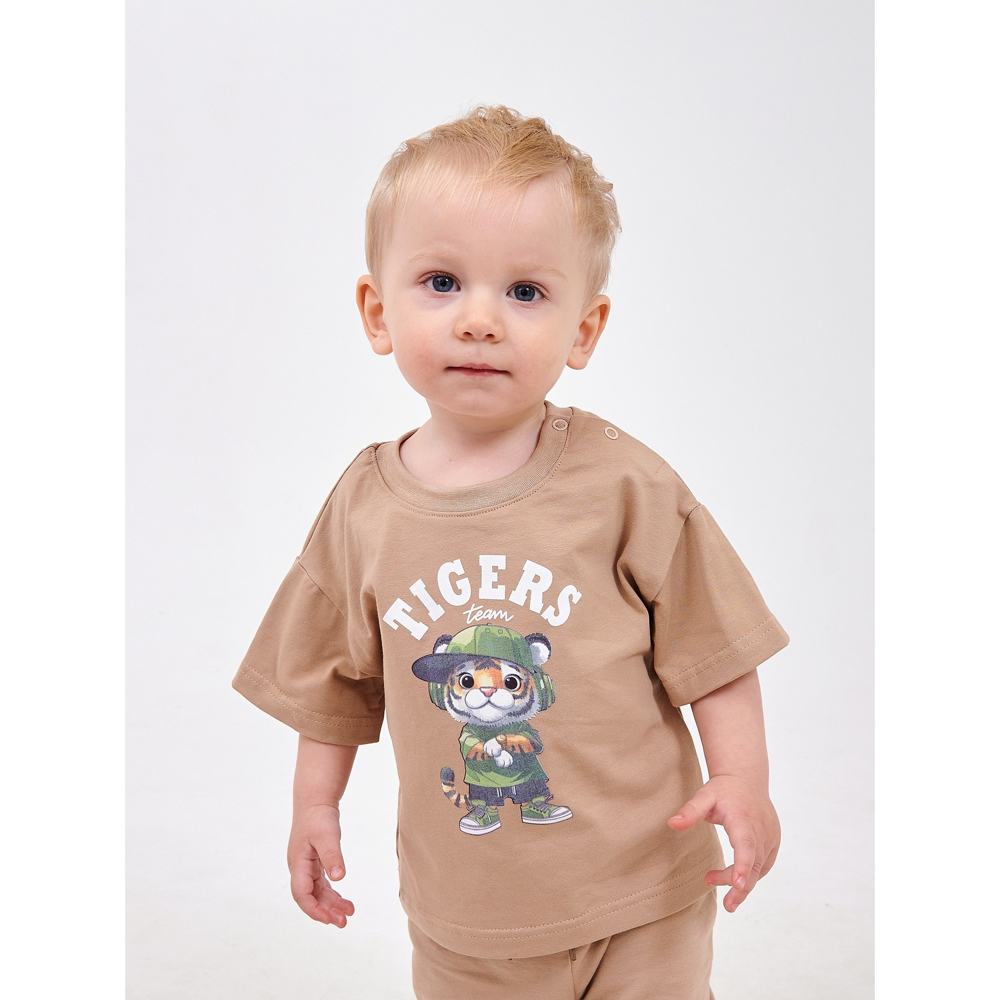 Летняя футболка для мальчика Tigers бежевая (110875-1), Smil (Смил)