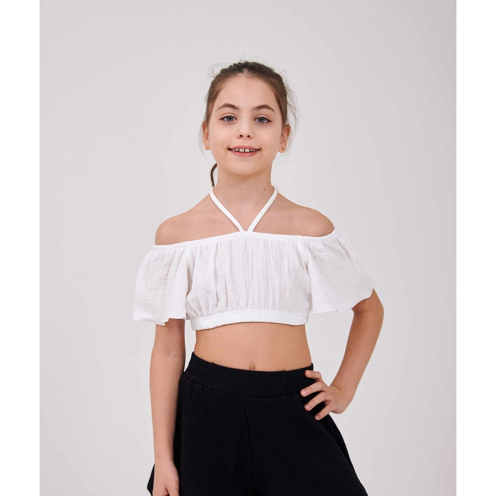 Дитячий топ для дівчинки молочний, Smil 110901-1