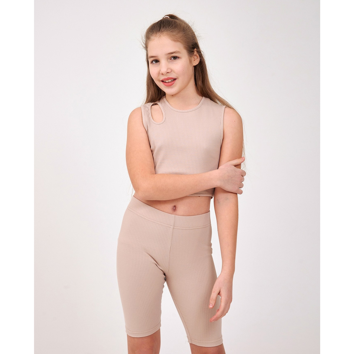 Велосипедки для дівчинки в рубчик бежеві (112467-1), Smil (Смил)