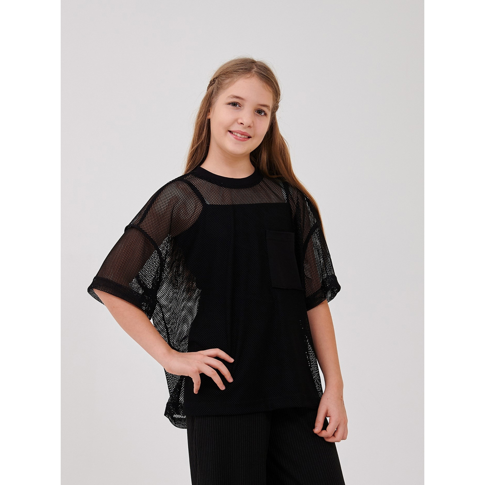 Комплект для дівчинки майка та футболка сітка (113325-1) чорний, Smil (Сміл)