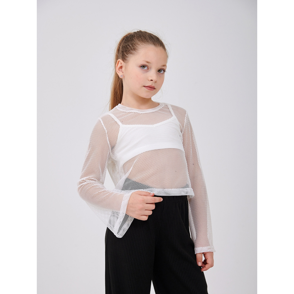 Комплект для дівчинки топ та лонгслів сітка (113326-1) білий, Smil (Сміл)