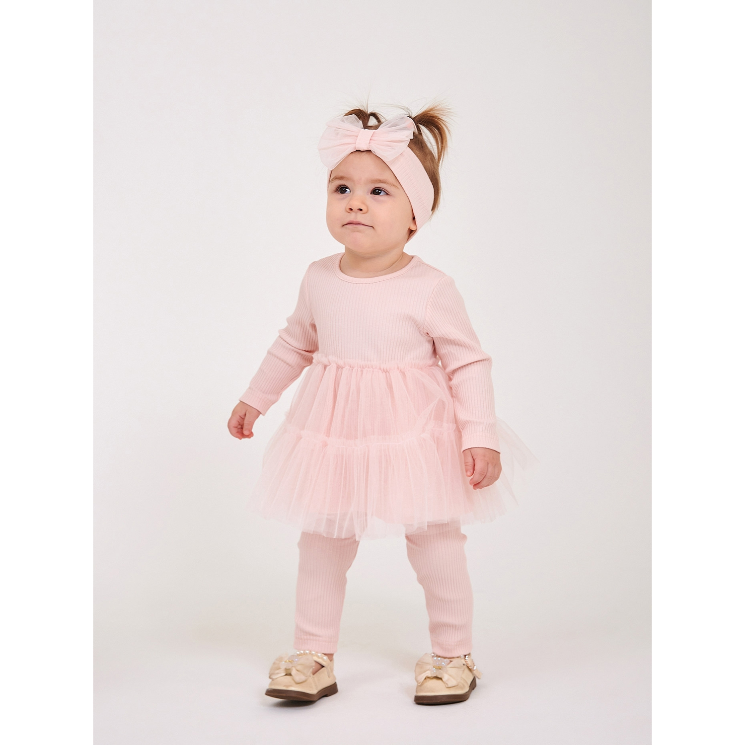 Комплект для малюка сукня, штанці та пов'язка (113328-1) рожевий, Smil (Сміл)
