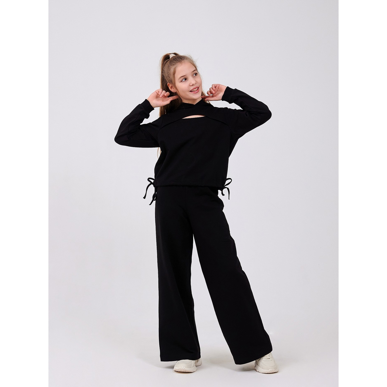 Дитячий комплект для дівчаток (світшот + штани) Аніме чорний (117516-1), Smil (Сміл)