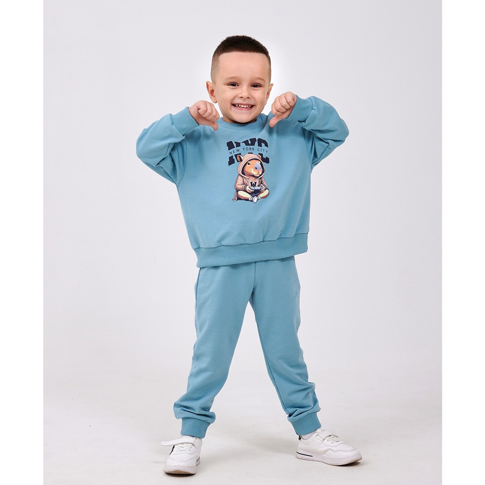 Дитячий костюм (худи + штани) для хлопчика блакитний (117527-1), Smil (Сміл)