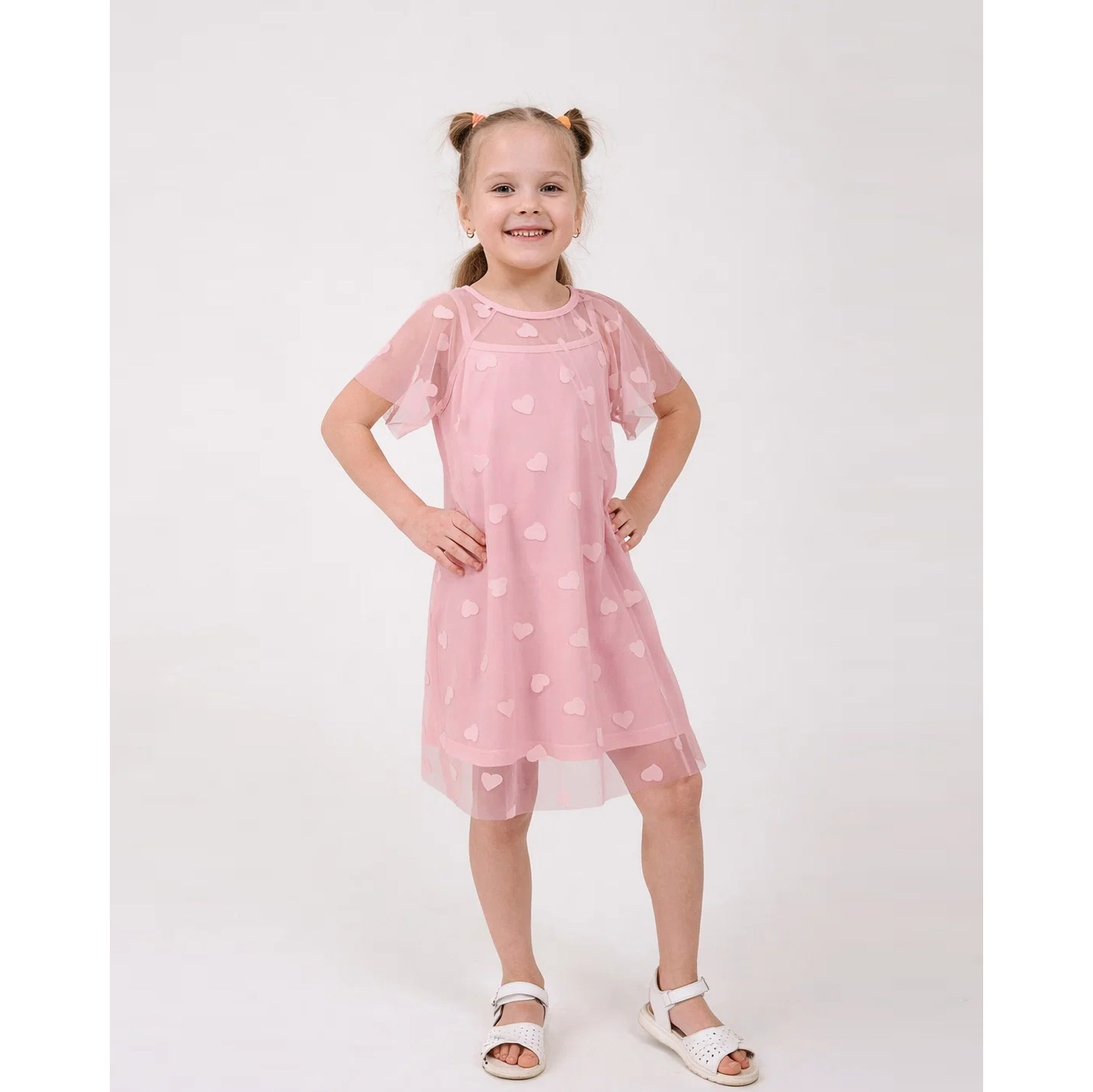 Нарядное летнее платье для девочки розовый (120494-1), Smil (Смил)