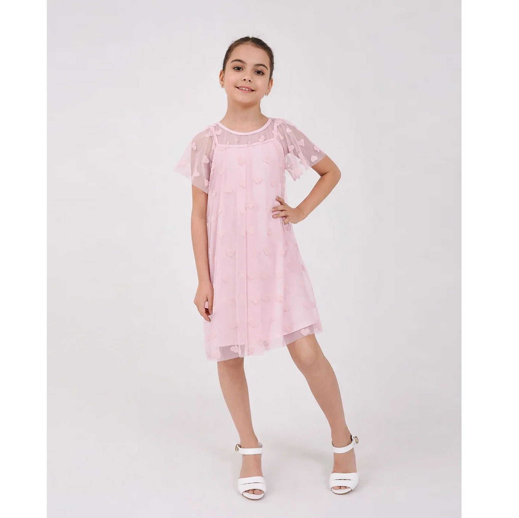 Нарядное летнее платье для девочки розовое (120493-1), Smil (Смил)