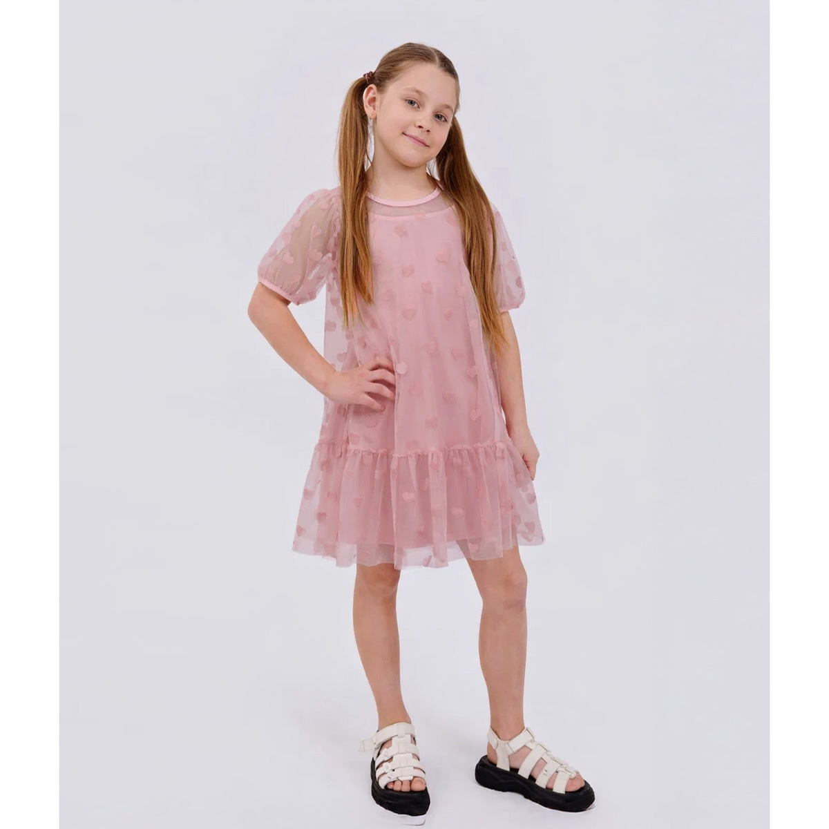 Ошатне літнє плаття для дівчинки, пудра (120551-1), Smil (Сміл)