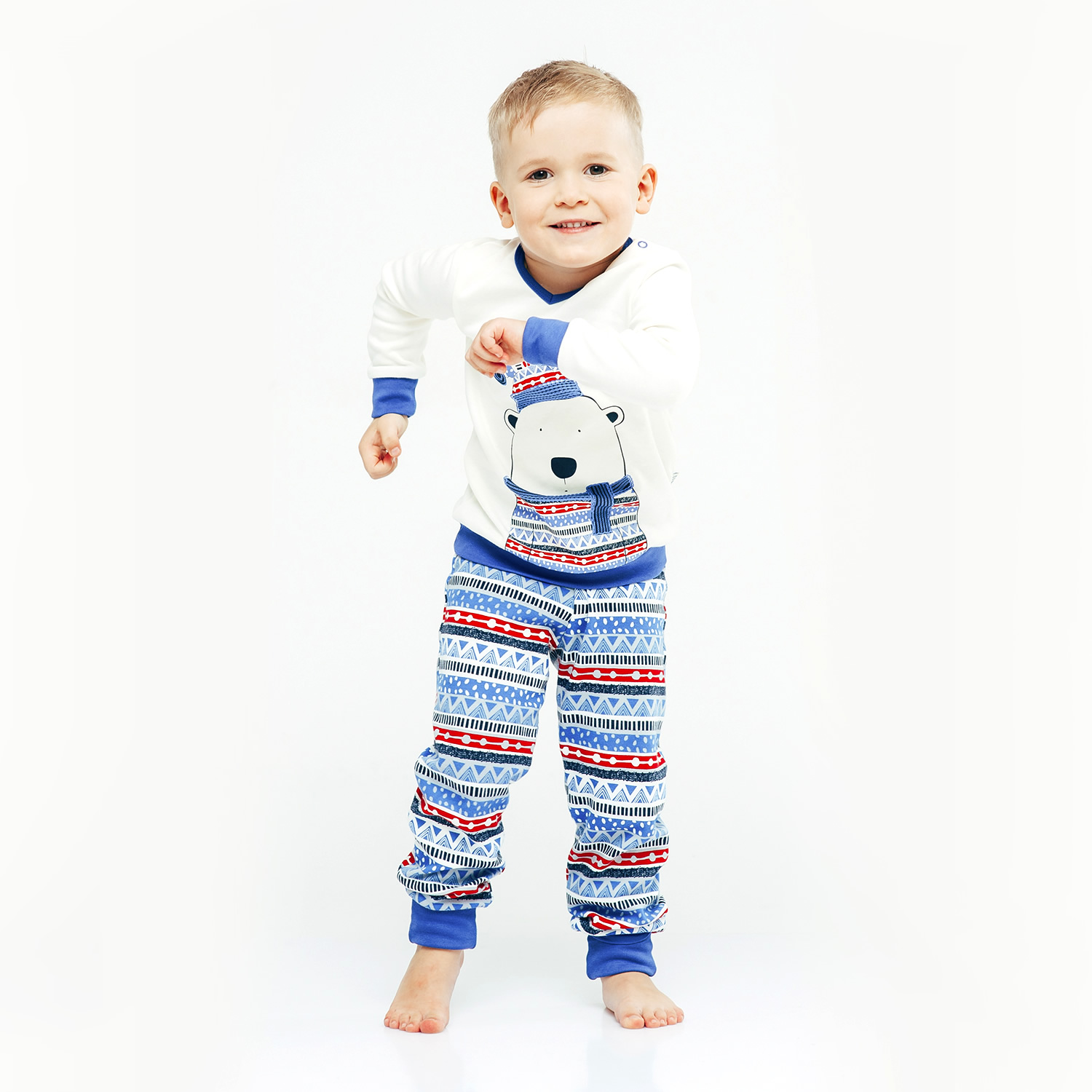 Детская пижама для мальчика "Северный мишка", светящаяся молочная с рисунком (104240, 104242), Smil (Смил)