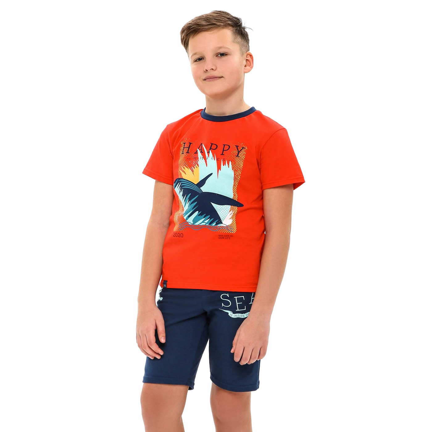 Детская футболка для мальчика, Южный ветер, красная (110549, 110550), Смил