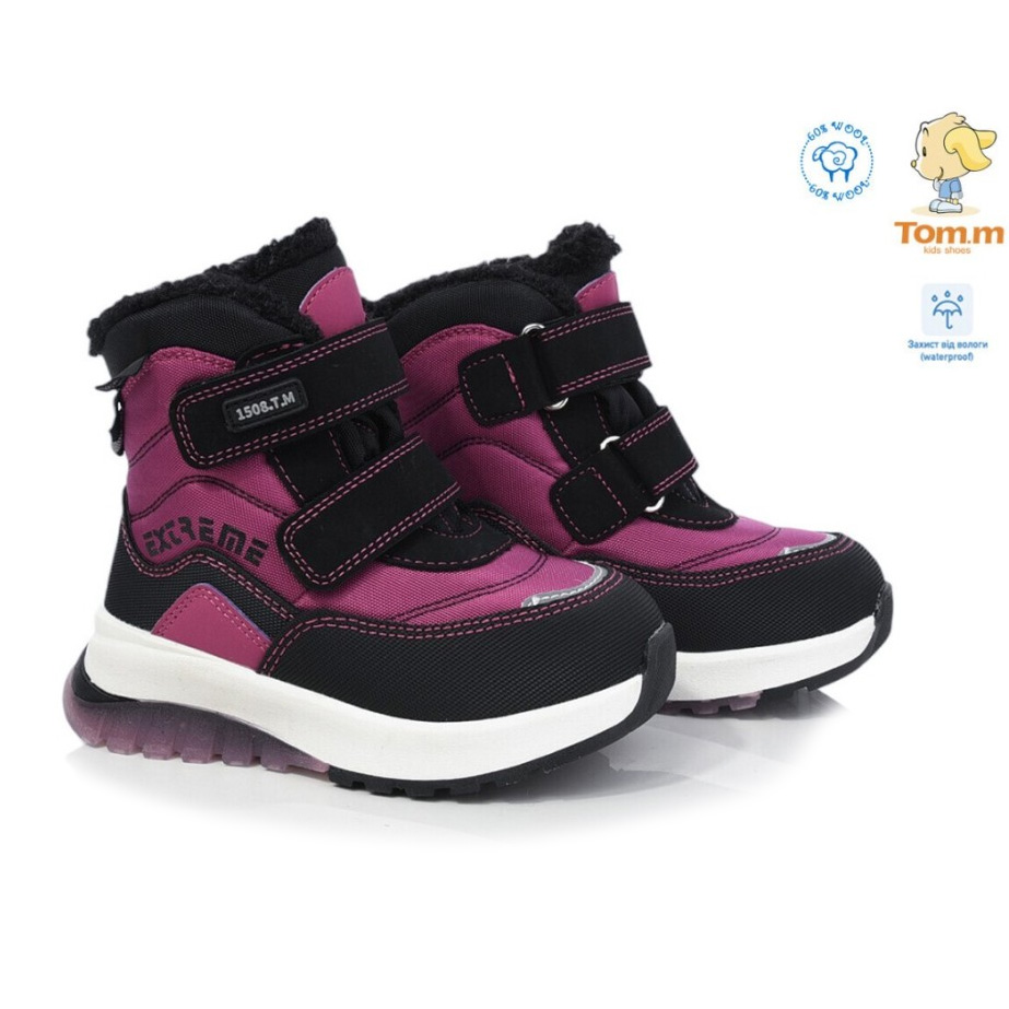 Зимние термоботинки, сноубутсы для девочки на овчине T-11242-B, Tom.m