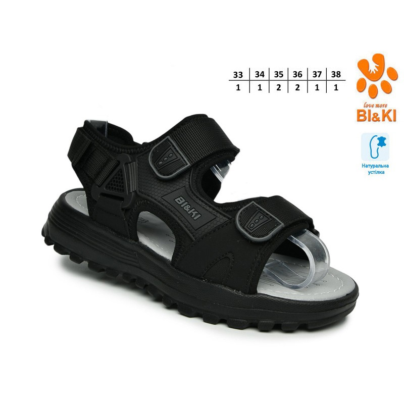 Детские босоножки для мальчика черные Bi&Ki  60077A