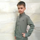 Сорочка для хлопчика з довгим рукавом, зелена з малюнком (G-259), Uzunkol