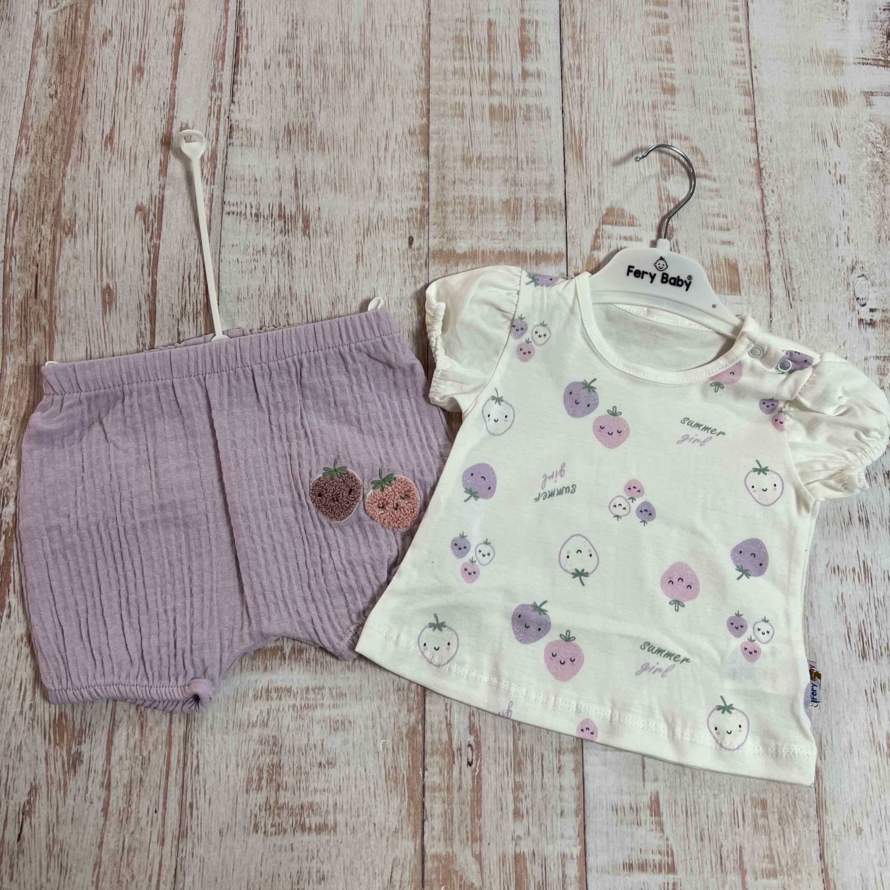 Дитячий літній костюм для дівчинки футболка та шорти, 263/B, Fery Baby