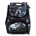 Ранец рюкзак школьный для мальчиков серый с машиной (2086), SkyName