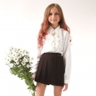 Блуза з довгим рукавом для дівчинки, молочна (57085), Wanex (Туреччина)